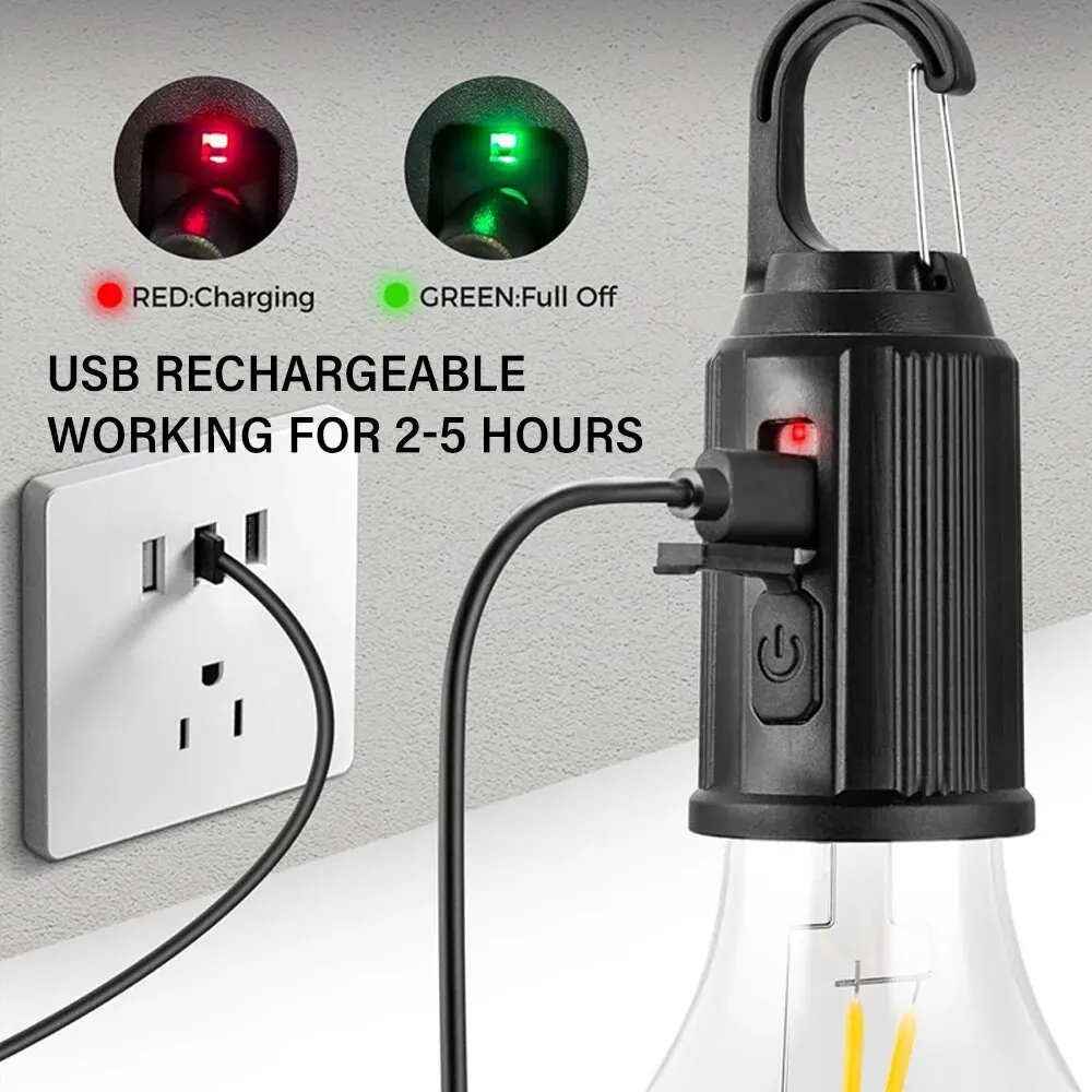กลางแจ้ง USB ชาร์จไฟ LED หลอดไฟความสว่างสูงไฟฉุกเฉิน Hook Up Camping ตกปลาโคมไฟแบบพกพาไฟกลางคืน