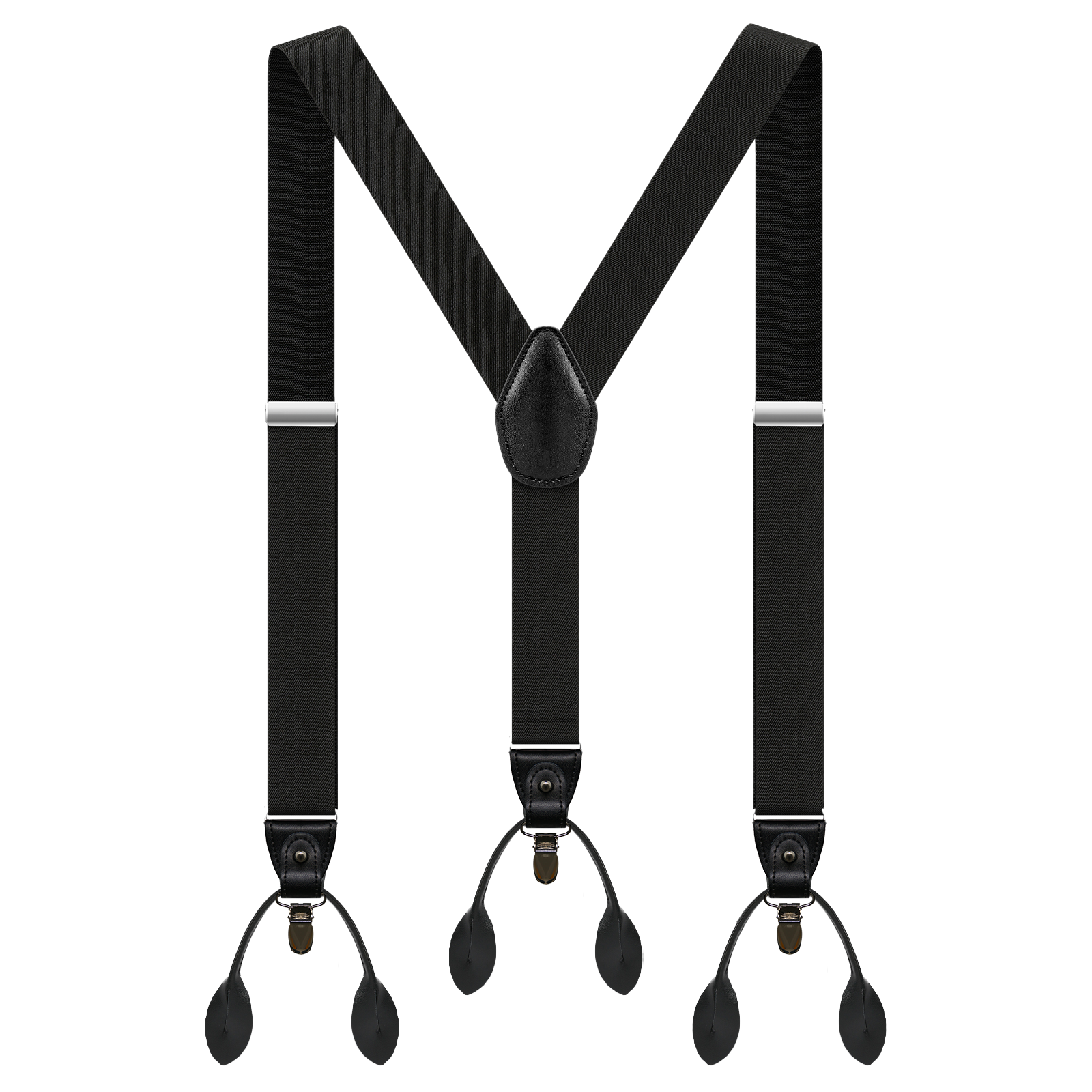 Suspenders for Men Button & Clip End Heavy Duty  Adjustable Elastic Y-Shape Stainless Steel