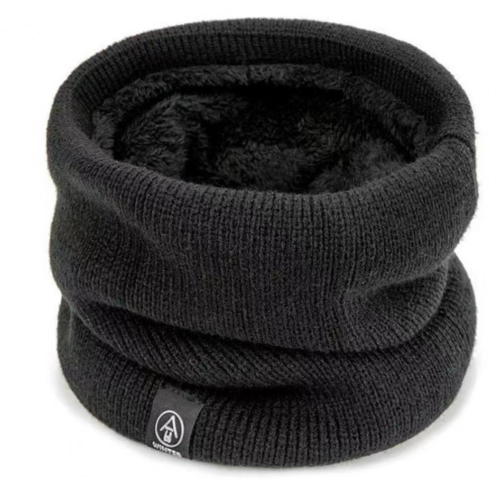 Knitted Neck Warmer Men Women Winter Windproof Thick Plush Lining Outdoor Cycling Neck Protector Scarf Neckerchief