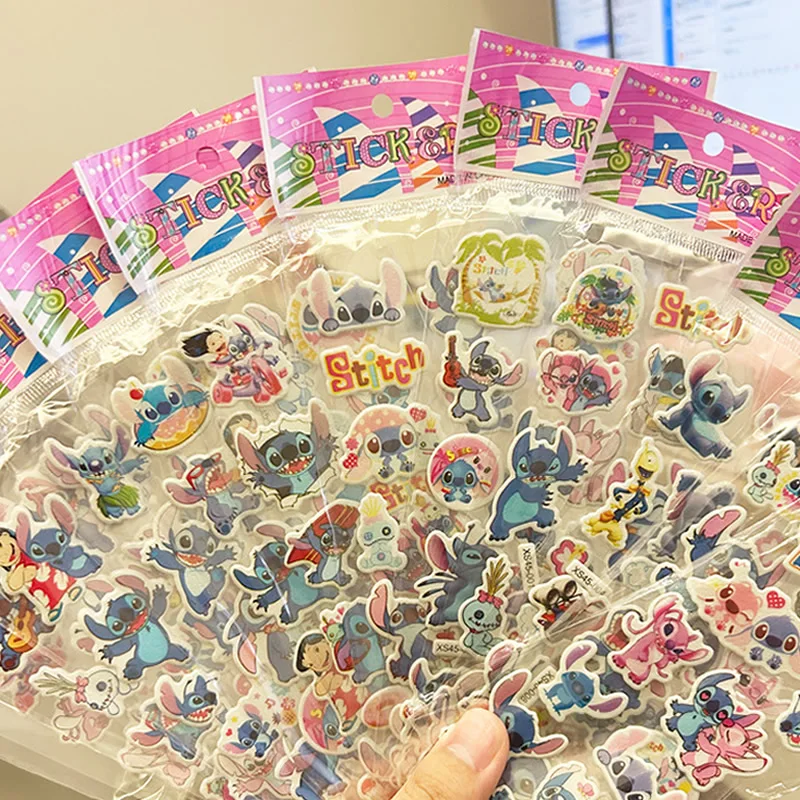 12 Uds. De pegatinas de burbujas de dibujos animados sin repetición, pegatinas 3d tridimensionales de Anime Kawaii de Disney, juguete para regalo DIY para niños