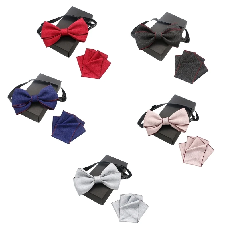 Conjunto elegante pajarita para niños y pañuelo bolsillo a juego para ocasiones especiales, conjunto accesorios para