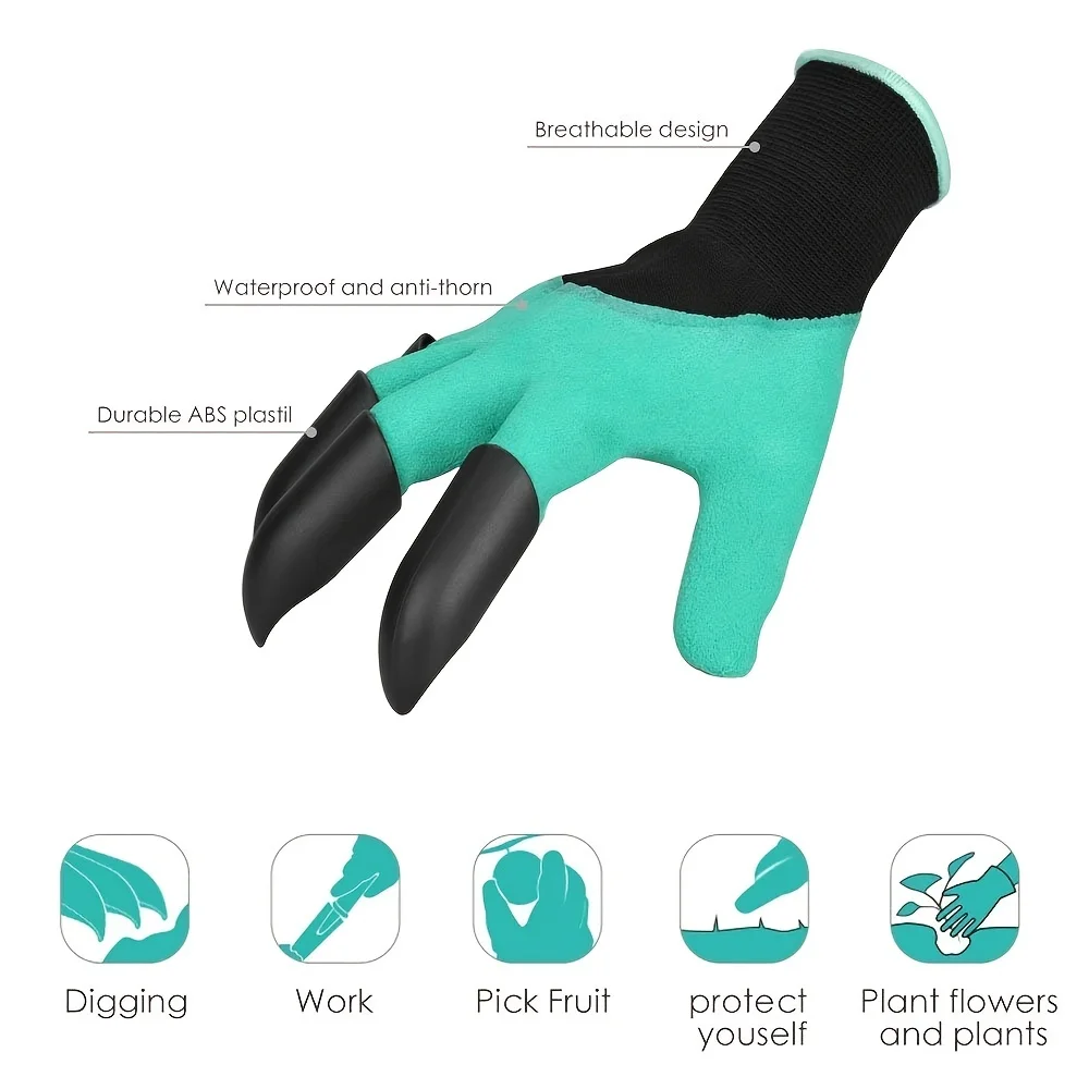 Luvas de jardinagem com garras, respiráveis, à prova d'água, trabalho, escavação, plantio, resistente a picadas, luvas de látex protetoras antiderrapantes