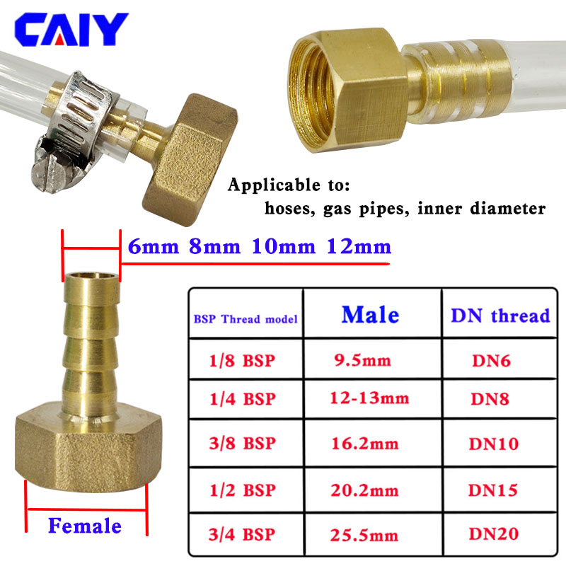 Conector de manguera de latón 6 8 10 12 14mm cola de púas 1/8 "1/4" 3/8 "1/2" BSP rosca macho tubo de aire y Gas adaptador de acoplador de junta de ajuste de púas
