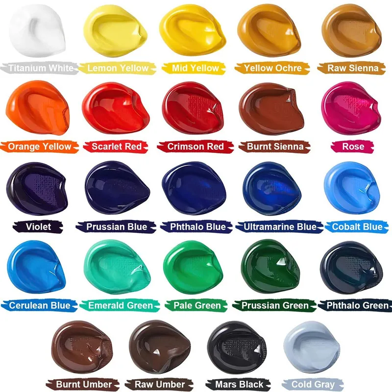 Màu Acrylic Bộ 12/24 Màu Thủ Công Sơn Cho Vải/Quần Áo/Móng Tay/Vải Bố/Tranh Gắn Đá Chống Nước Vẽ bộ Nghệ Thuật Tiếp Liệu