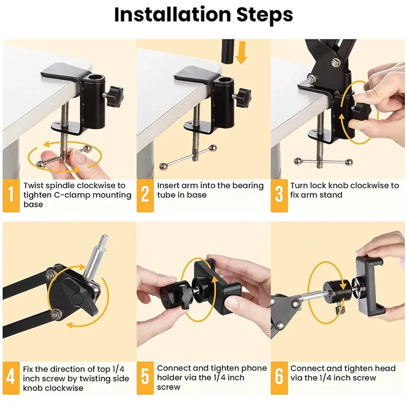 FGCLSY Trípode de brazo flexible para mesa de soporte de teléfono Ancla doblada 360 °   Rotación en línea de computadora portátil de escritorio Video disparo aéreo en vivo