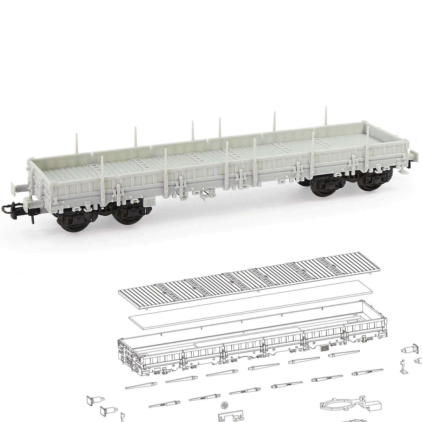 Evemodel HO escala 1:87 en blanco sin montar 40' coche plano de lado bajo modelo Wagon C8764JJ