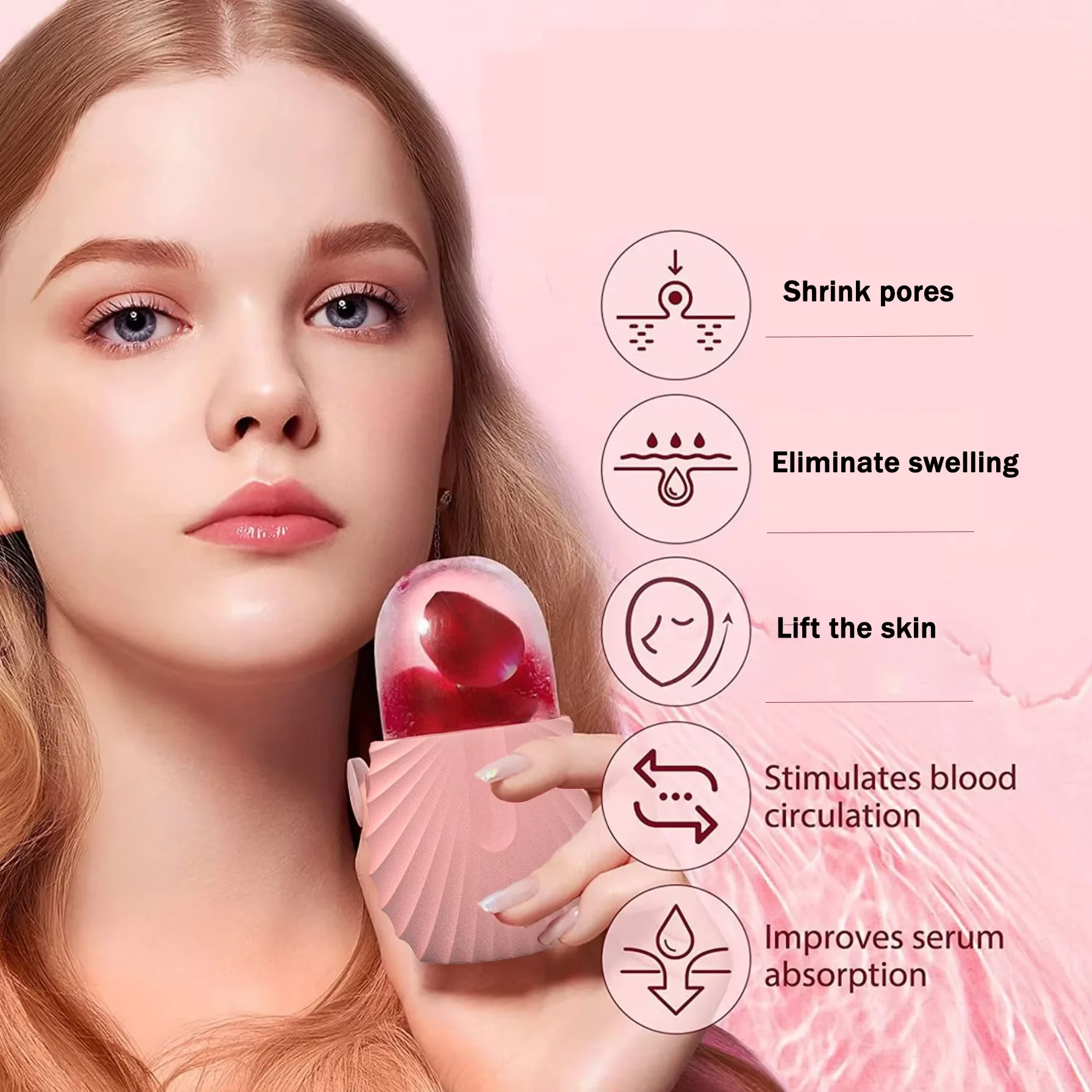 Rodillo Facial de hielo, cubo de hielo, masaje de belleza, molde de hielo de silicona para hinchazón de ojos, rodillo Facial de hielo, reduce los poros