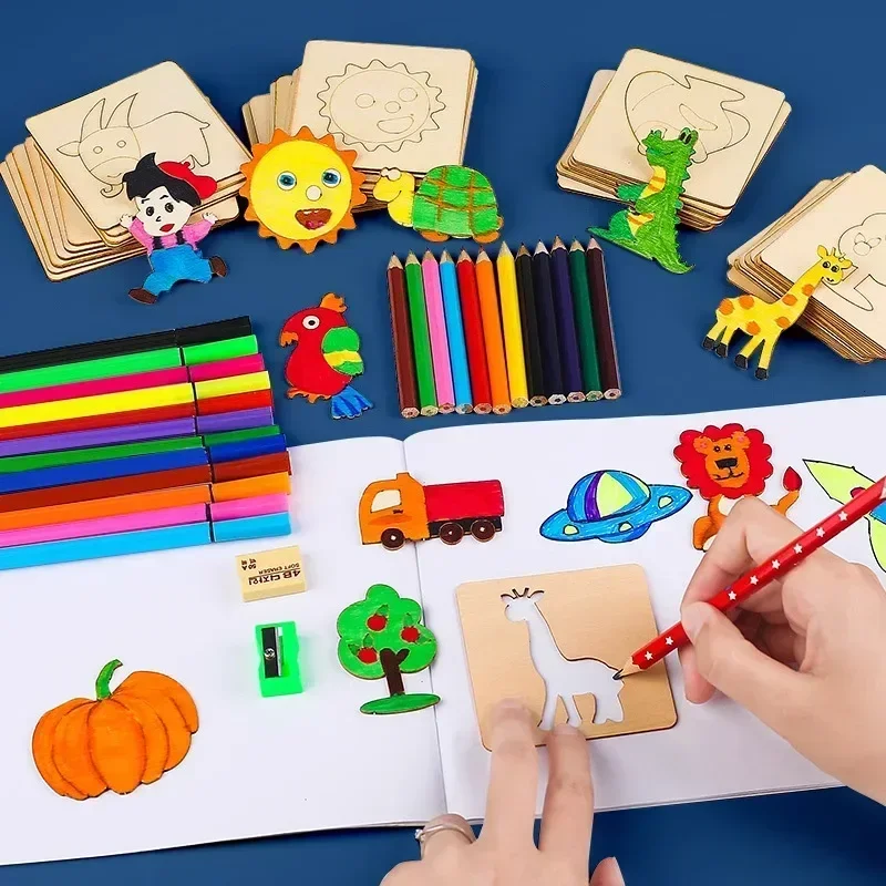 Skeleton Painting Stencil Drawing Tools Set Girls Gift Toddler Doodle Educational Toys Kids Learning Supplies