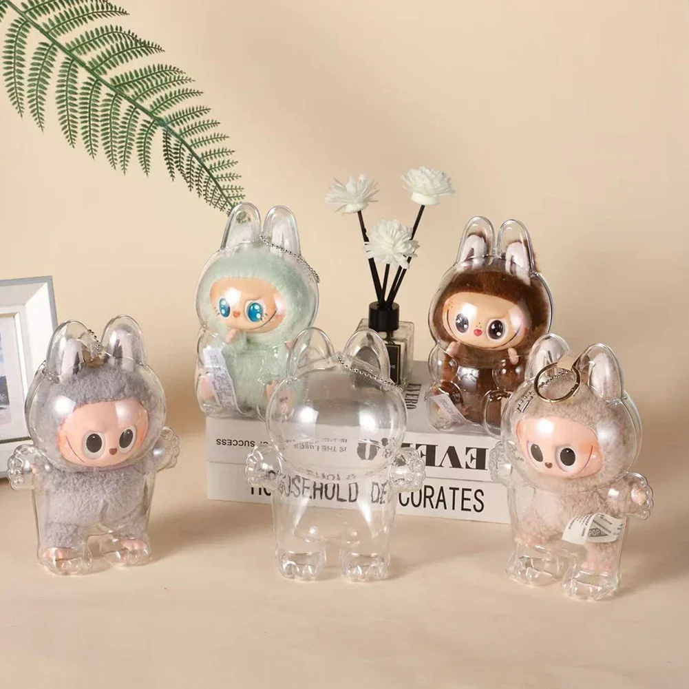 Global Quente! Caixa transparente à prova de poeira para bonecas labubu-estojo de armazenamento, acessório diy brinquedo de festa e presente-acessório de boneca essencial