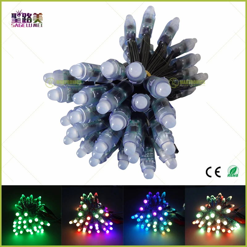50 Stück/Einheit DC5V WS2811 LED-Pixel-Modul, Schwarz/Grün/Weiß/RGB-Draht-Lichterkette, Weihnachtsfeiertage, adressierbar, IP68 wasserdicht