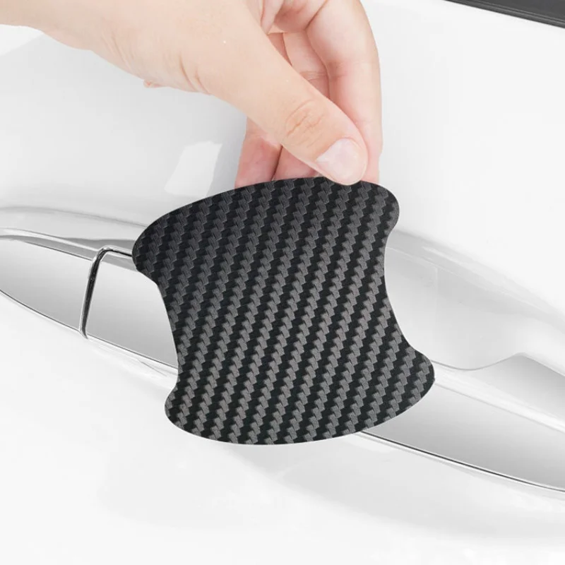 4 pçs/set estilo do carro molduras adesivo porta do carro adesivo de fibra carbono arranhões resistente capa auto lidar com peças filme proteção