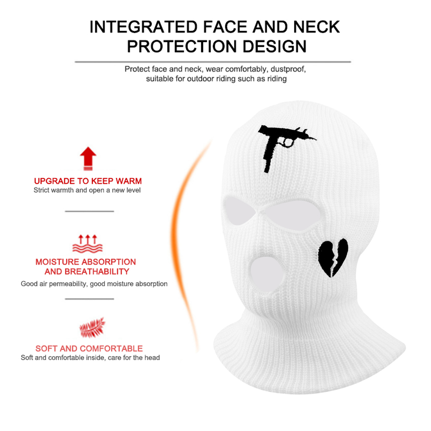 3 홀 패션 겨울 unisex balaclava 마스크 모자 자수 풀 페이스 마스크 니트 사이클링 스키 스노우 보드 모자 힙합 비니 선물