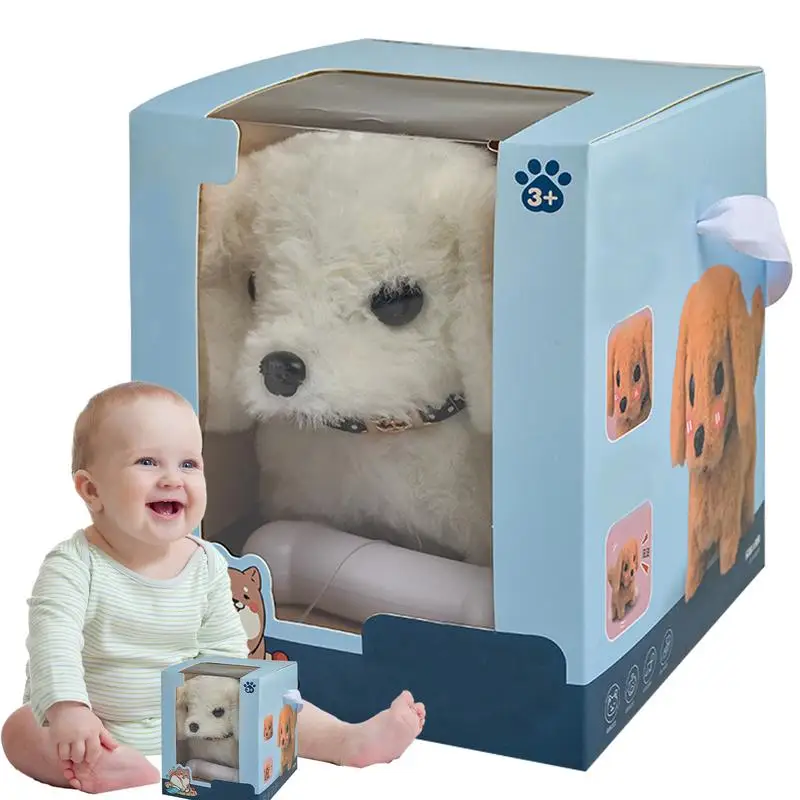 Realistic Plush Simulation Smart Dog Children Toy Can Walking And Call Electric Plush Robot Pet Dog Toddler Christmas Gift 0-3