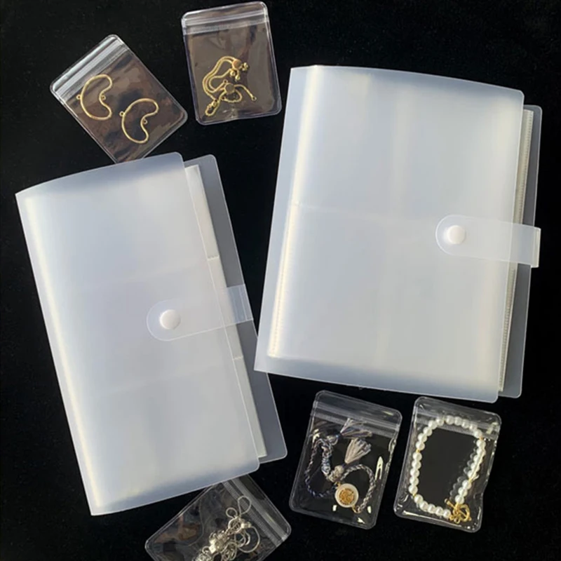 Álbumes de almacenamiento de joyas antioxidantes, cajas organizadoras de cajones de escritorio, collar transparente, pulsera, anillo, soporte para libros, bolsa de joyería