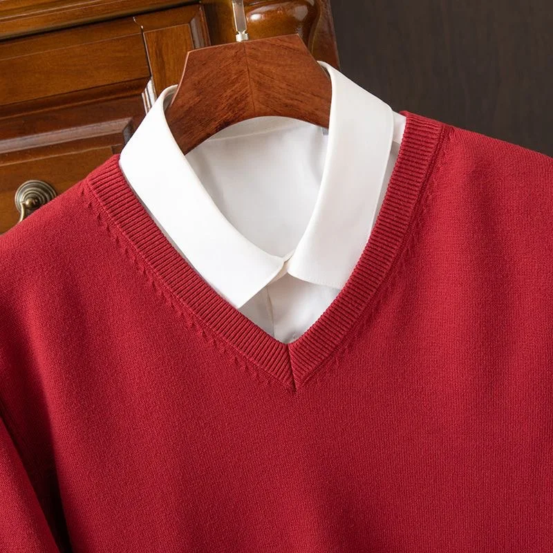 スーパーカシミヤセーター男性厚いプルオーバー秋冬暖かいクラシック V ネック服男性ジャンパージャージ Hombre プルオム 4XL