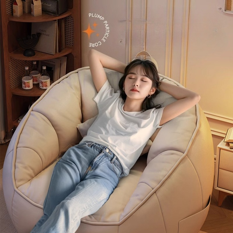 Sofás con asiento para sala de estar, muebles con bolsa de frijoles, sofá individual, Material puro de algodón y lino, Asiento ligero y portátil