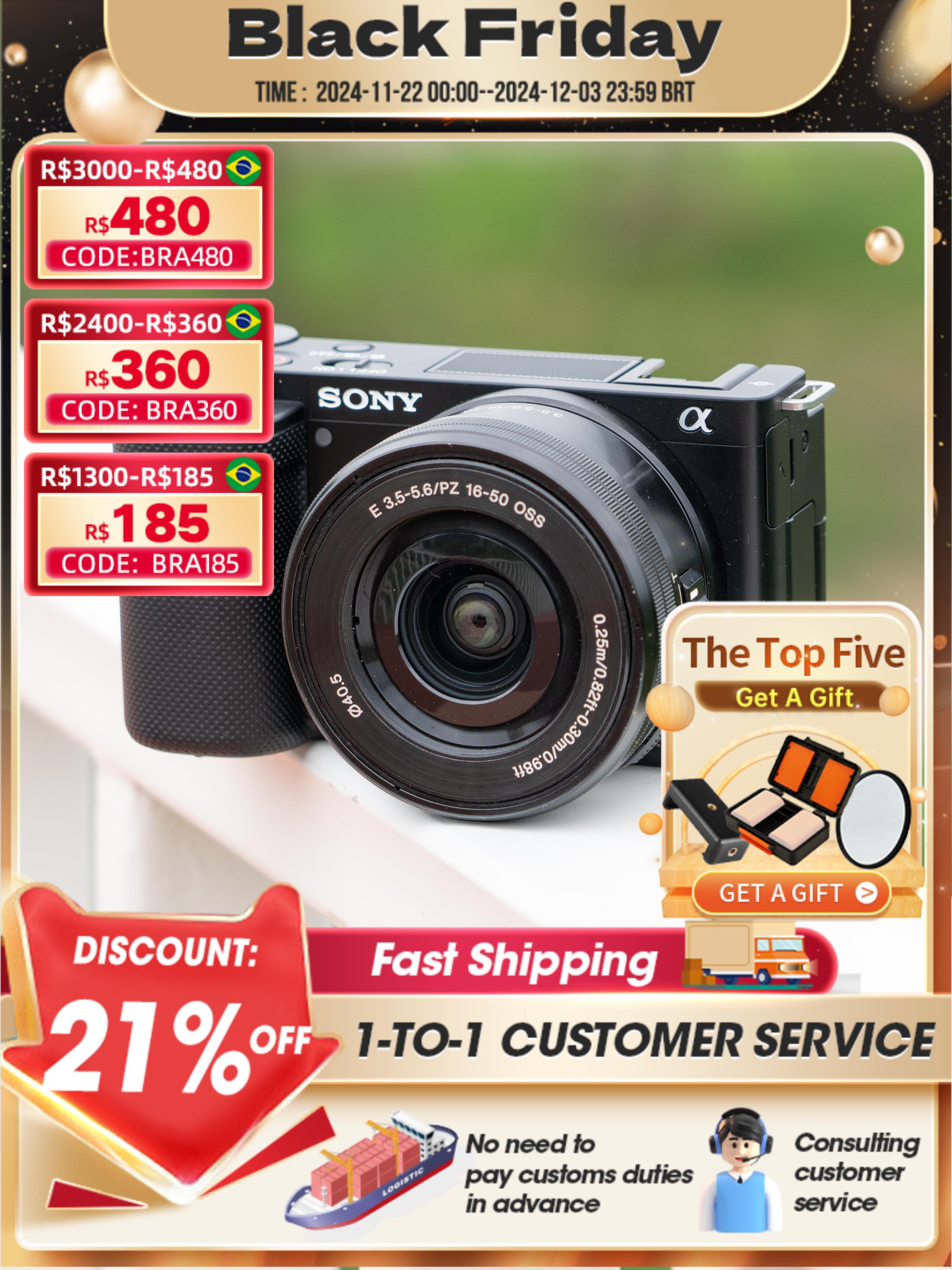 Sony alpha ZV-E10 zve10 APS-C e-mount vlog câmera sem espelho digital com lente 16-50mm câmera compacta 4k fotografia profissional