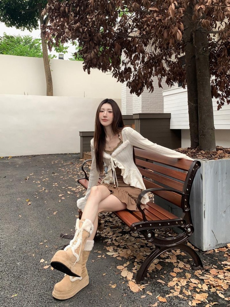 アメリカンレトロスリムフィットキャミソールドレス女性のための + フリル長袖ニットカーディガン 2025 秋の新ツーピースセット