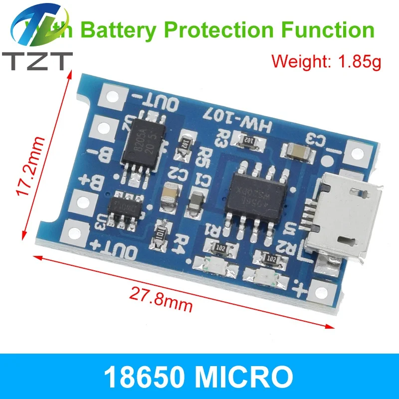 1 Chiếc TZT 5V 1A Loại C USB 18650 Pin Lithium Sạc Ban Sạc Mô Đun + Bảo Vệ Kép chức Năng Tốt