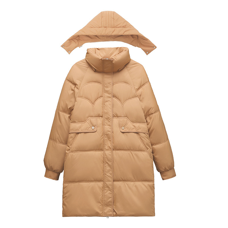 Chaqueta acolchada de algodón para mujer, chaqueta acolchada de algodón, gruesa, media y larga, sombrero desmontable suelto, nueva moda de invierno