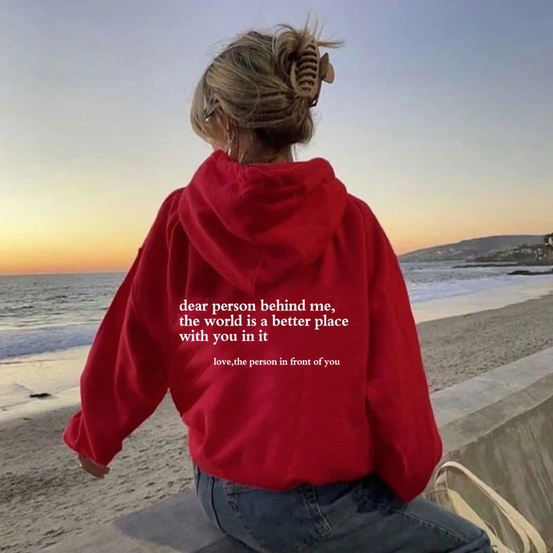 Querida persona detrás de mí Sudadera con capucha Suéter de salud mental Suéter con mensaje positivo