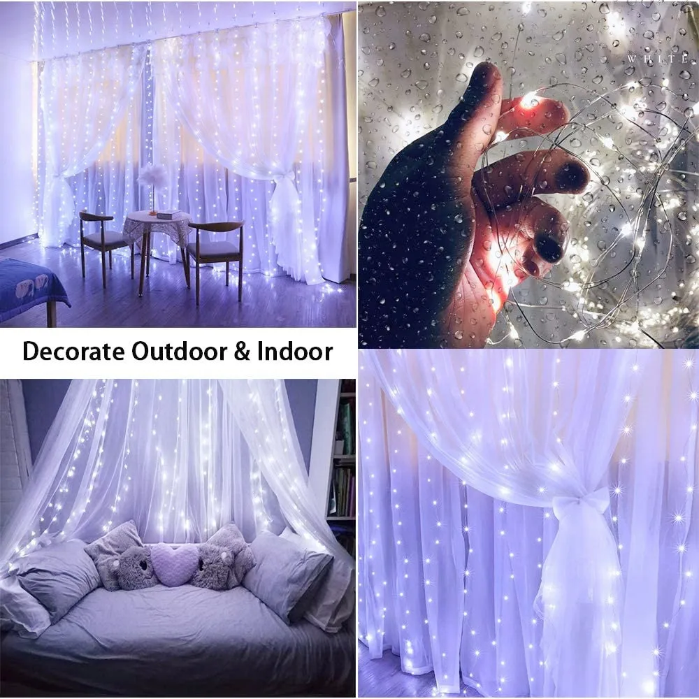Światła świąteczne LED Fairy String Curtain Lights 8 Mode Remote USB Festoon Christmas Decor For Home Holiday New Year Lamp