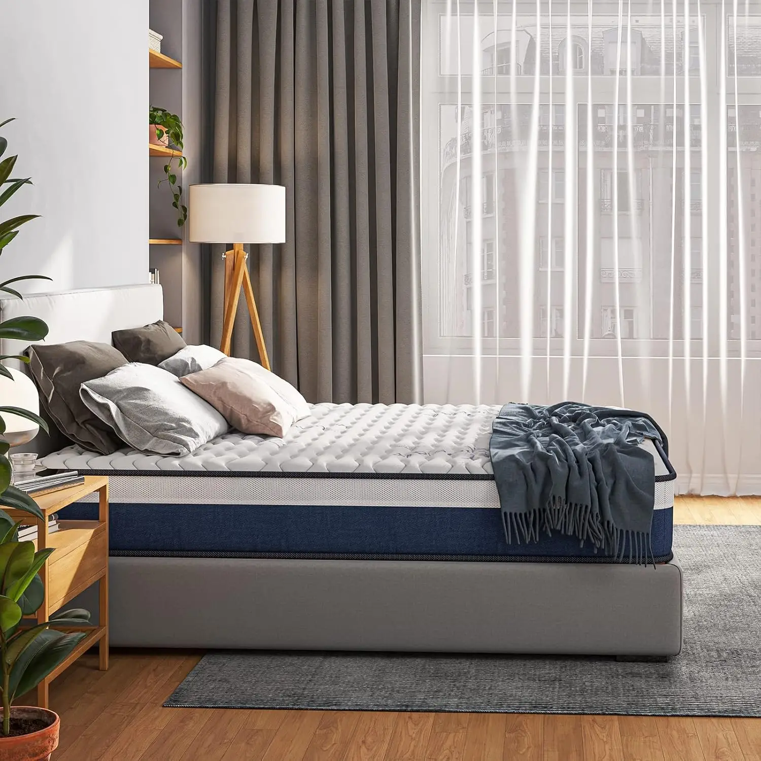 Double Mattress, 10 Inch Hybrid Mattress Double Size with Breathable Memory Foam and Individual Pocket Spring-Medium F