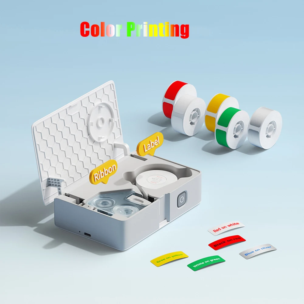 หลายสีริบบิ้นการพิมพ์ Thermal Transfer Labels สําหรับ Niimbot B18/N1 Label Maker Self-กาวสติกเกอร์สําหรับ Home Office สาย