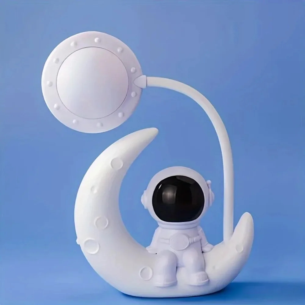 Luz nocturna creativa de astronauta y luna, lámpara de escritorio pequeña LED para decoración de dormitorio, regalo de Navidad