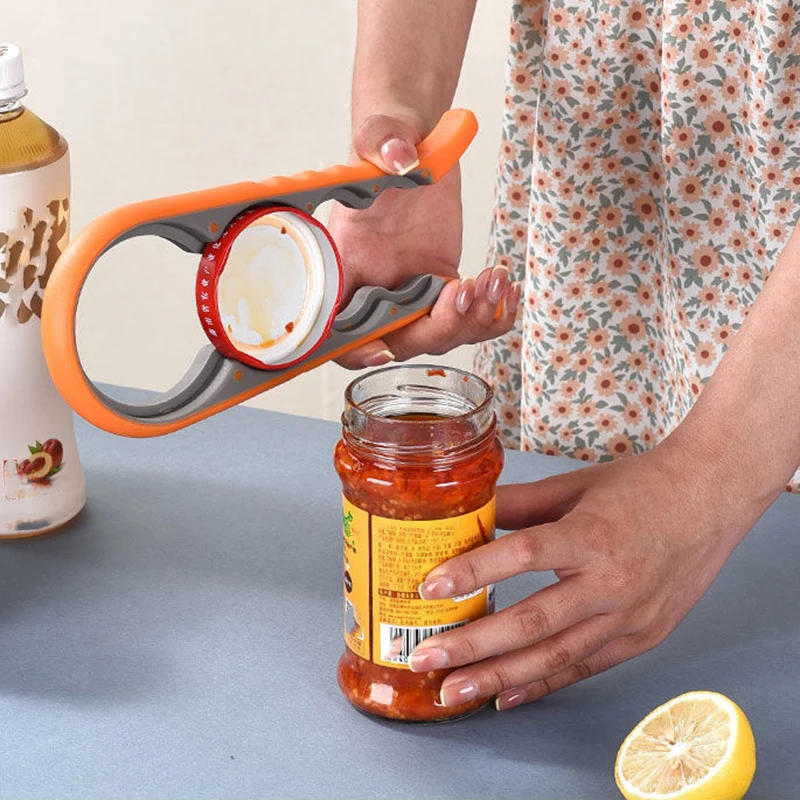 1pc Multifunctional 4-in-1 Jar Opener, Jar Gripper, Lid Opener, Can Opener, Bottle Opener