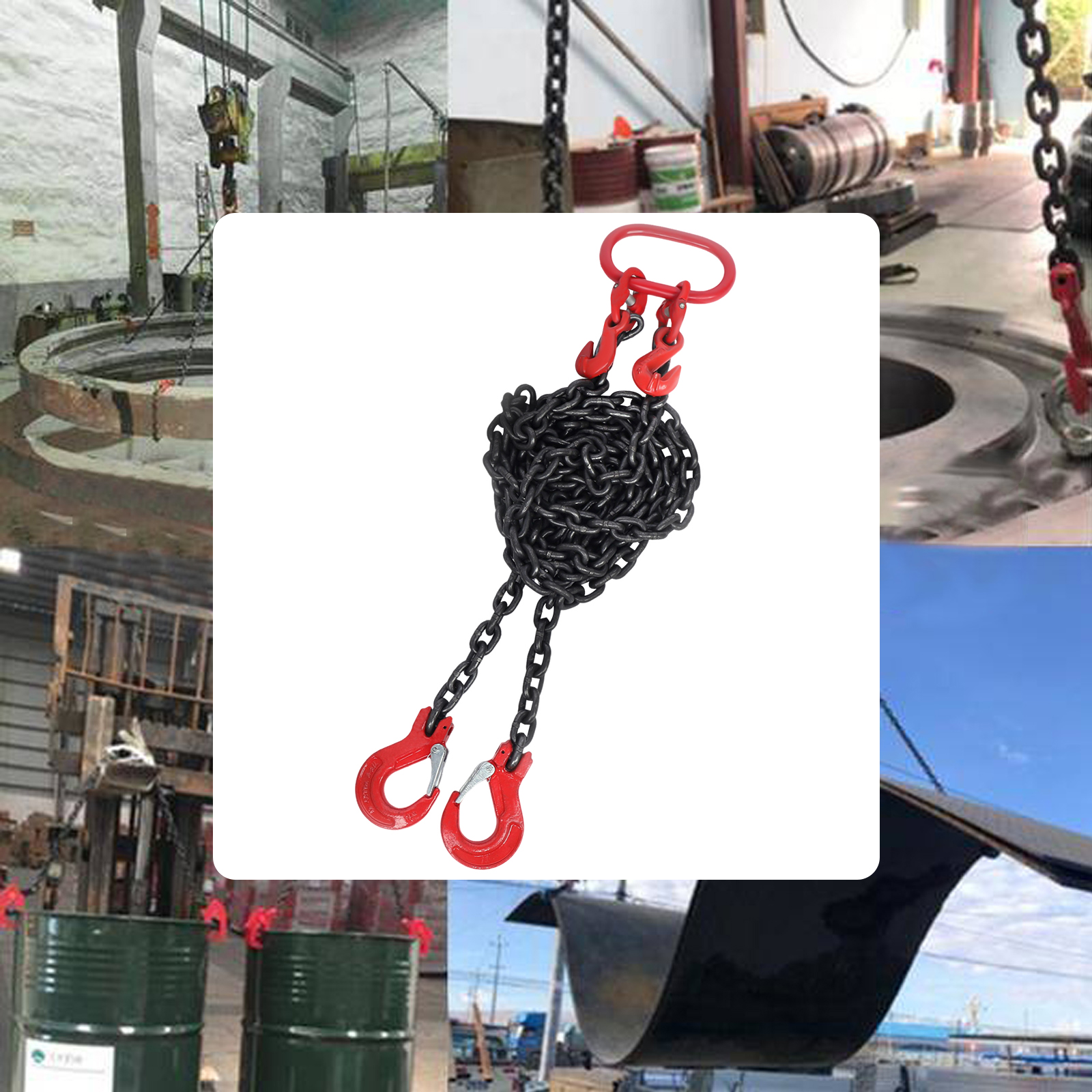 2T Chain Sling New 2 Strand 8mm 2m Crane Lifting Tools Chain Hanger