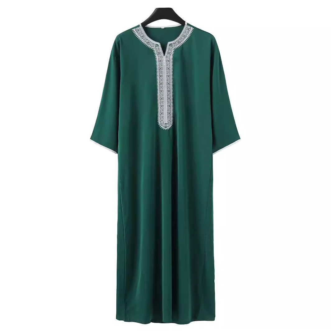 Muslimische Männer lange Robe Jubba Thobe Stickerei Abaya Saudi-Gebet Dishdasha Ramadan Dubai islamische Abayas Kleid 2025, Marokko Kaftan