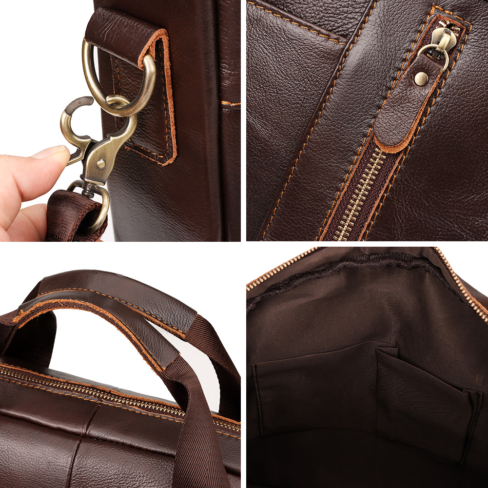HUMERPAUL Valigetta da uomo Borsa per laptop realizzata a mano in pelle con strato superiore con scomparti multipli Messenger a spalla da lavoro