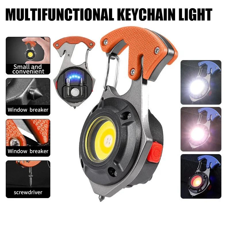 Tragbare Mini-Multifunktions-Schlüsselanhänger-Licht, Wartungslicht, Outdoor, Camping, wiederaufladbare Taschenlampe, Cob-Arbeitslicht