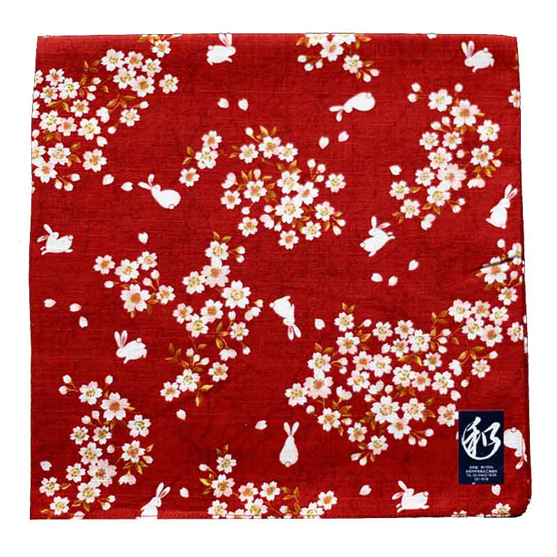 Japanese Style Nice Handkerchiefs for Female Floral and Rabbit Pattern Big Square Towel High Quality Hankies SY512 New Arrival