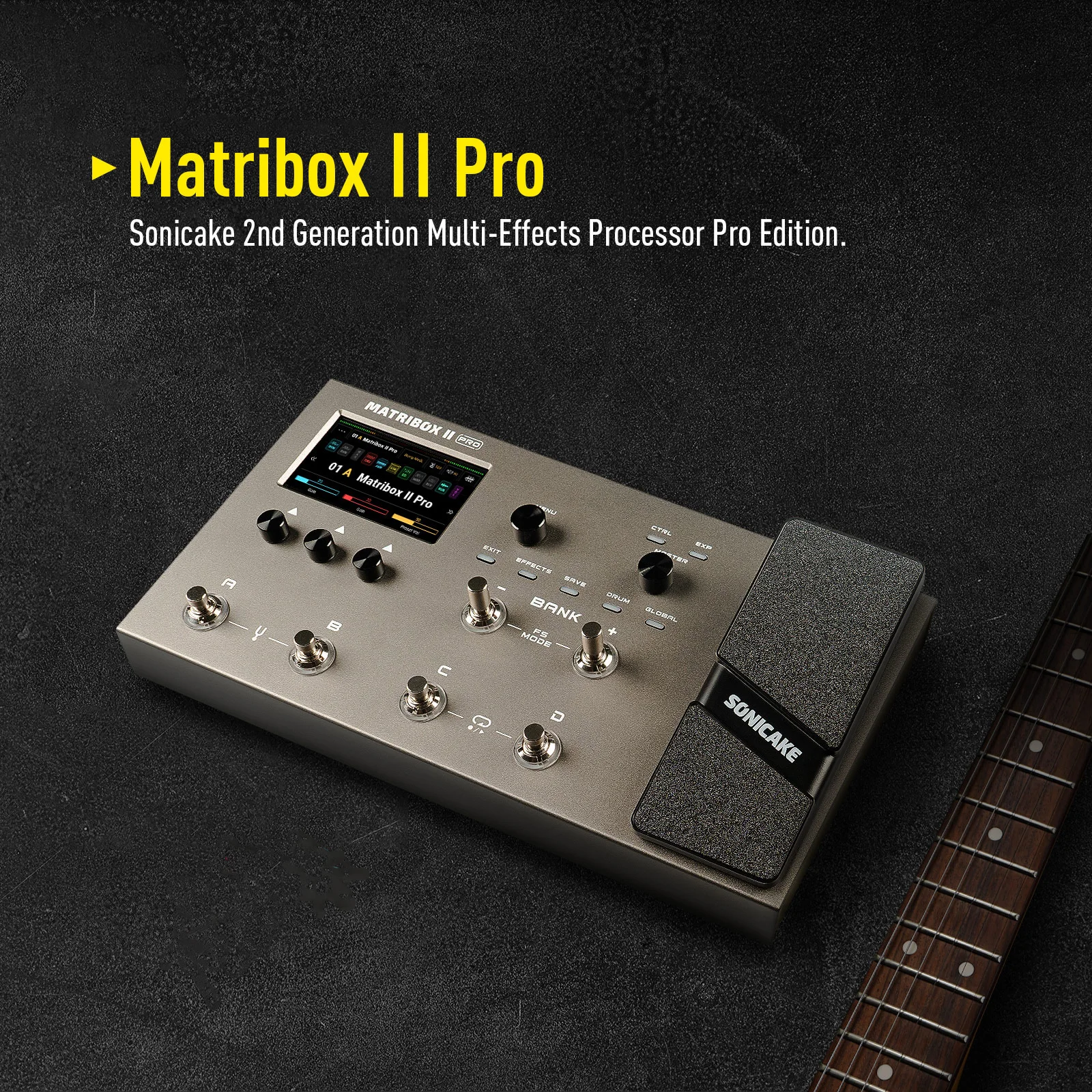 SONICAKE Matribox II Pro 4.3“ colorful touch screen Guitar Bass Amp Modeling IR Multi-Effects with Expression Pedal FX Loop MIDI