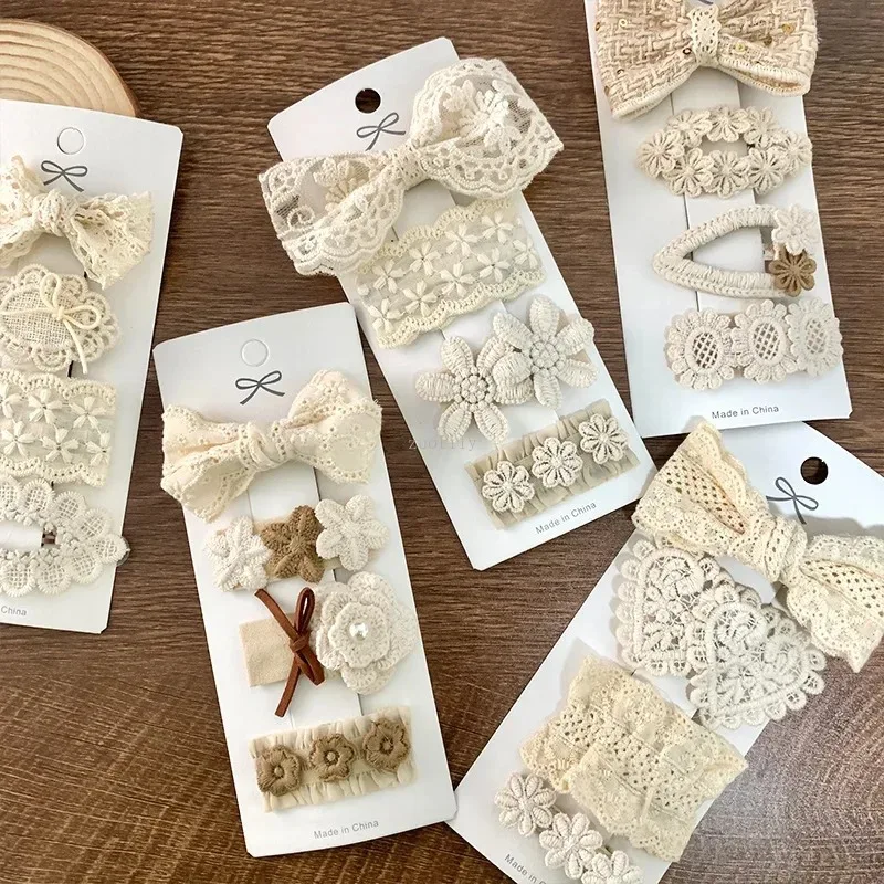 4 pçs/set nova flor bordado bebê hairpin crianças meninas doce bb grampos de cabelo recém-nascido menina presilhas rendas headwear acessórios para o cabelo