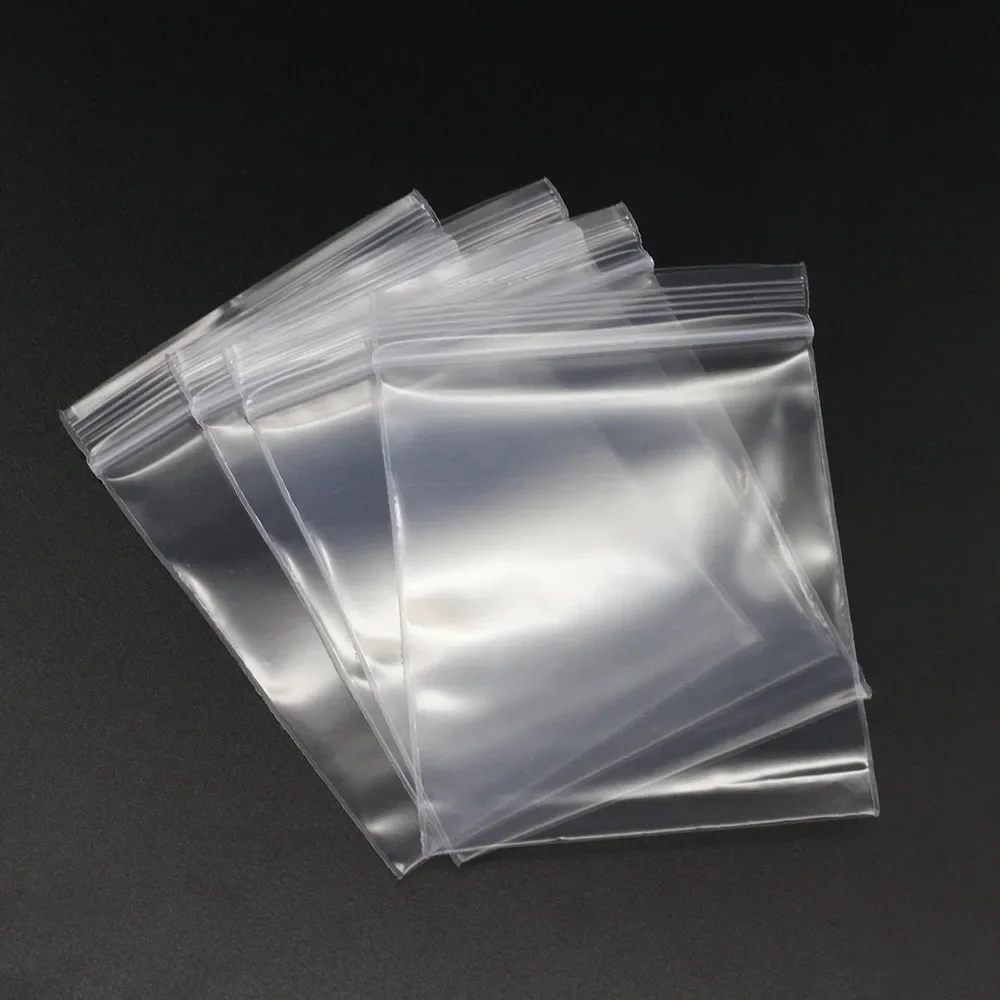 30-100 pz/borsa 4*6/5*7/6*8/7*10/8*12 cm Chiusura Con Zip Richiudibile In Plastica Poli Sacchetti Trasparenti Bulk Gioielli Mestiere Accessorio imballaggio