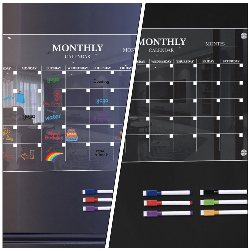 Magnetic Weekly Planner Board ตารางรายวันไวท์บอร์ดแม่เหล็กดึงดูดตู้เย็นอะคริลิค Dry Erase Clear ตู้เย็น Planning