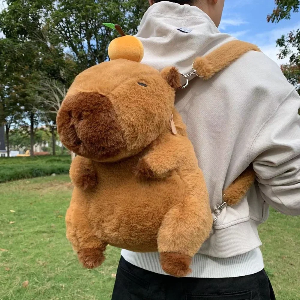 Capybara ตุ๊กตา Plush Capibara กระเป๋าเป้สะพายหลัง Kawaii แฟชั่น Plushie กระเป๋านักเรียนเด็กขนสัตว์ไหล่กระเป๋าผู้หญิง Mini กระเป๋าเป้สะพายหลังกระเป๋าของขวัญ