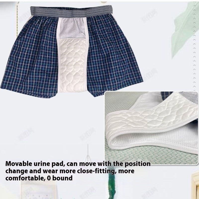 Roupa interior à prova de fraldas masculina, shorts de boxer à prova de fraldas para idosos, secagem rápida, hemorróidas, pós-operatório, lavável