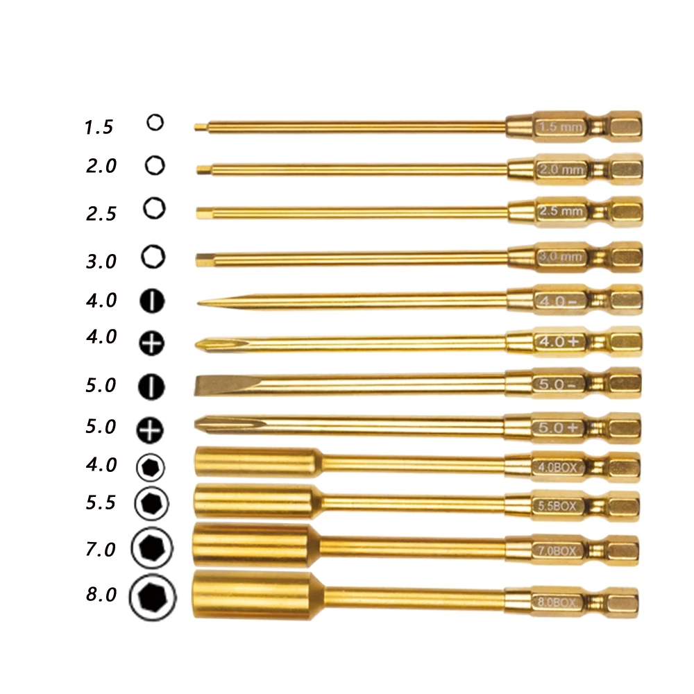 4 in 1 ไขควงหกเหลี่ยม 1.5 2.0 2.5 3.0 มม.6.35 มม.เปลี่ยน Allen Key Hex สกรูประแจเครื่องมือสําหรับ 1/8 1/10 RC รถ SCX10 TRX4