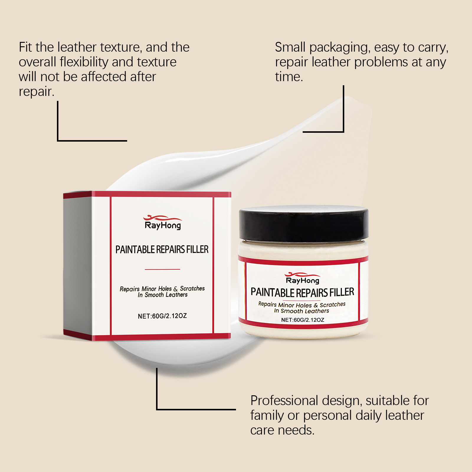 Professionele lederen reparatiepastavulset voor krassen, sneden en gaten, autostoel, bank, meubelrestauratie, permanente pasta