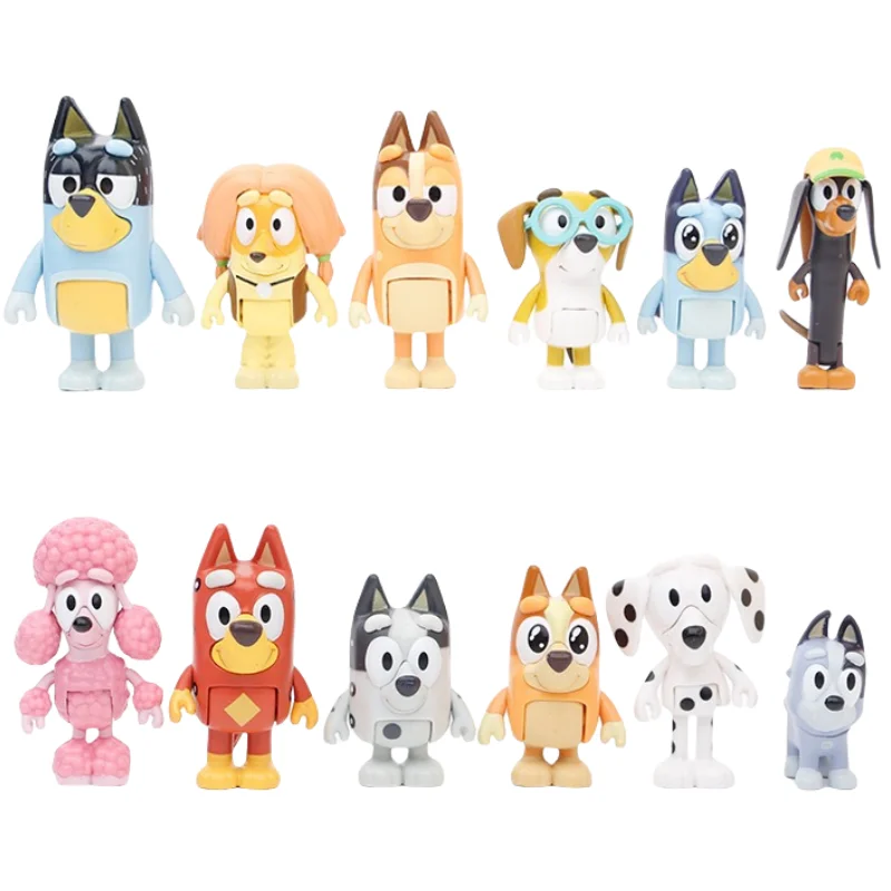 Bluey 8/12 stücke Modell Ornamente Bingo Joint Spielzeug Mini Pvc Charakter Ornamente Weihnachten kinder Spielzeug Geschenke Urlaub Geschenk modell