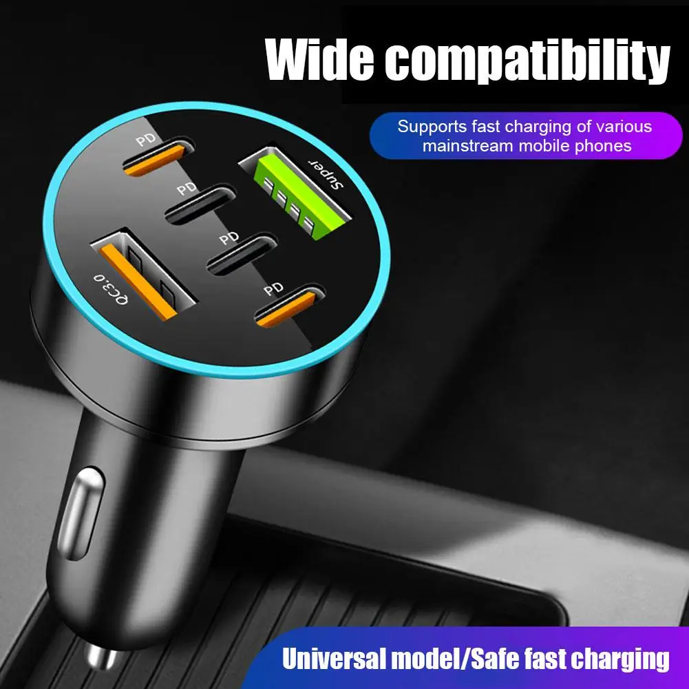 66W USB Car Charger Type C Fast Charging Phone Adapter For Xiaomi PD Phone Charger Car Adapter Socket Cigarette Lighter