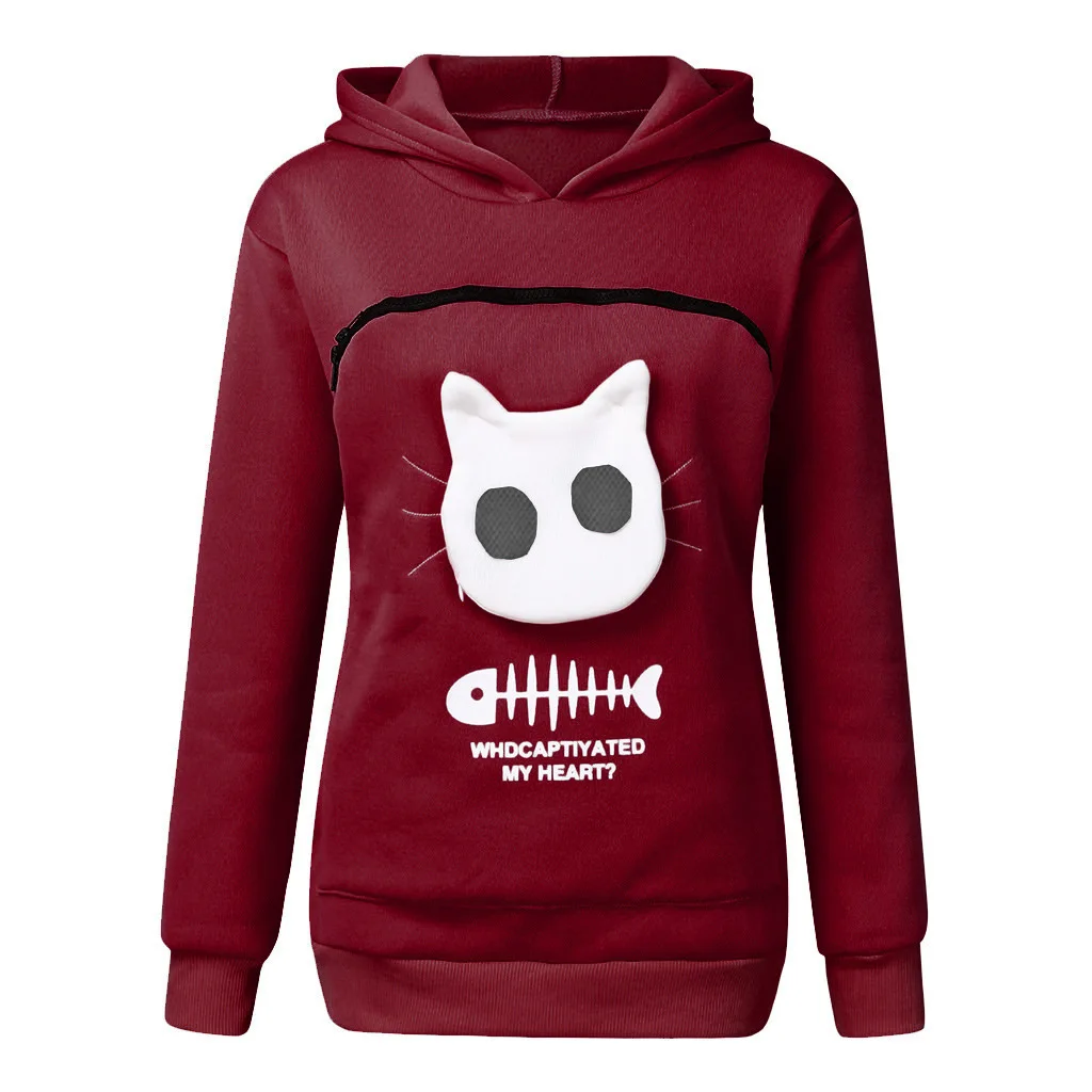 S-3XL amantes do gato moletom com capuz canguru cão pet pata dropshipping pullovers abraço bolsa bolso de peixe moletom com capuz