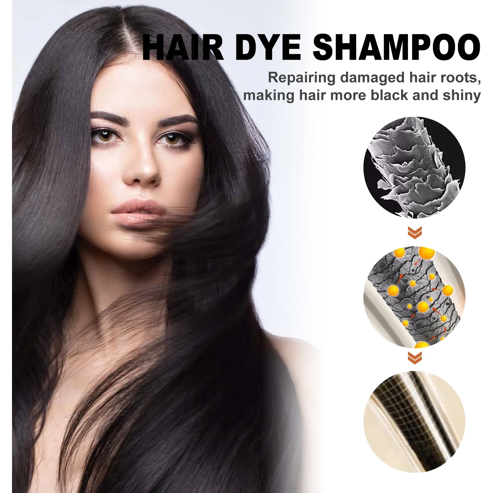 EELHOE Zwarte Haarverf Shampoo Covers Grijs Haar Behandeling Natuurlijke Organische Polygonum Professionele Magische Haarkleur Shampoo 500 ml