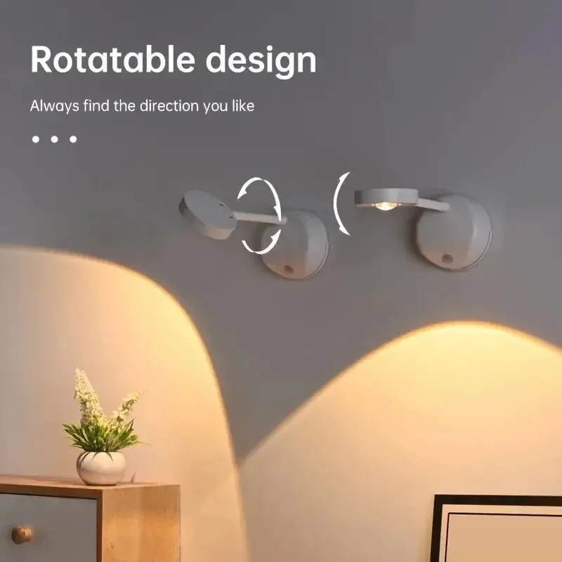 Luz de pared inalámbrica con detección humana inteligente, recargable por USB, 3 colores, foco Led regulable para iluminación de pinturas y imágenes