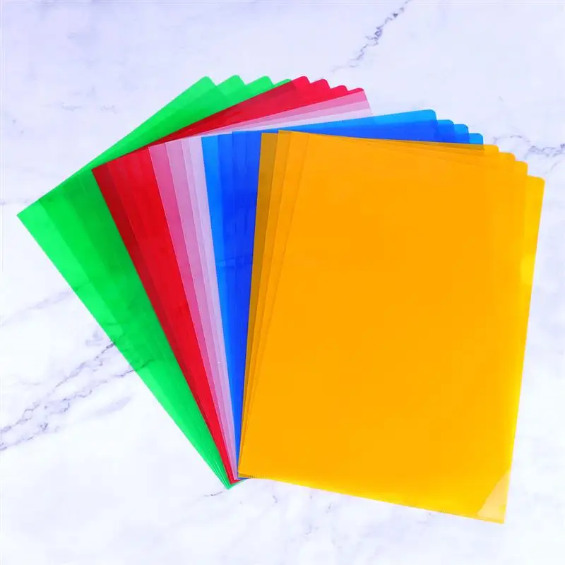 20pcs Document Storage Pouch Bag Transparent Plastic File Folders For A4 Documents Sleeves Leaf Documents Bag Protector Office