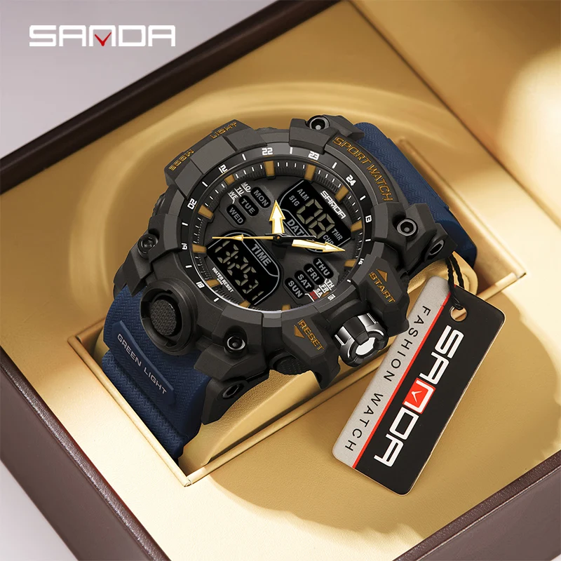 Nuevo reloj electrónico Sanda 6126 con pantalla única, calorímetro de paso 2024, luz nocturna Simple, reloj electrónico deportivo resistente al agua